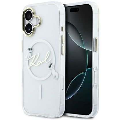 Etui Karl Lagerfeld IML Choupettes Karl Script Logo MagSafe do iPhone 17 przezroczysty