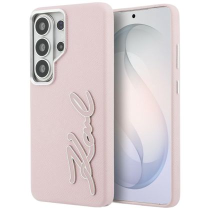 Etui Karl Lagerfeld Grained Signature Metal Resin Logo do Samsung Galaxy S26 Ultra różowy