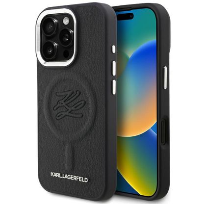 Etui Karl Lagerfeld Initial & Metal Logo MagSafe do iPhone 16 Pro czarny
