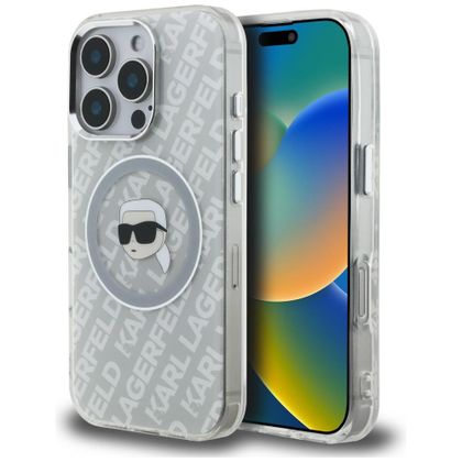 Etui Karl Lagerfeld IML Karl Head Logo MagSafe do iPhone 16 Pro szary