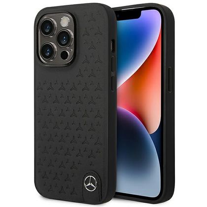 Mercedes MEHCP14L8REMPK iPhone 14 Pro6.1" czarny/black hardcase Leather Stars Pattern