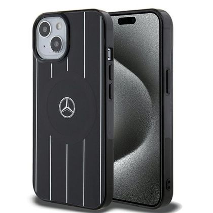 Mercedes MEHMP15S23HRSK iPhone 15 / 14 / 13 6.1" czarny/black hardcase Double Layer Crossed Lines MagSafe