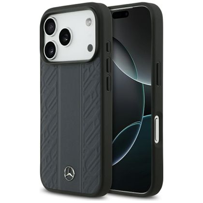 Etui Mercedes Leather Laurel Leaves Stripes MagSafe do iPhone 17 Pro / 18 Pro niebieski