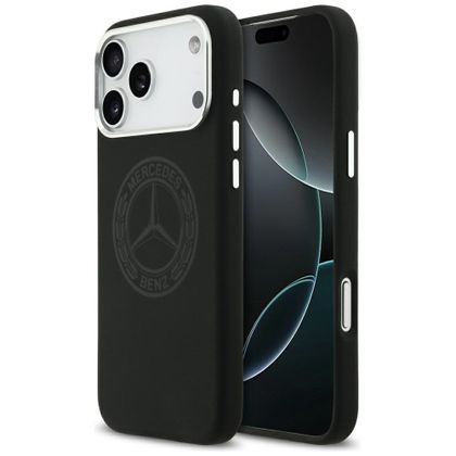 Etui Mercedes Silicone Vintage Logo MagSafe do iPhone 17 Pro Max czarny