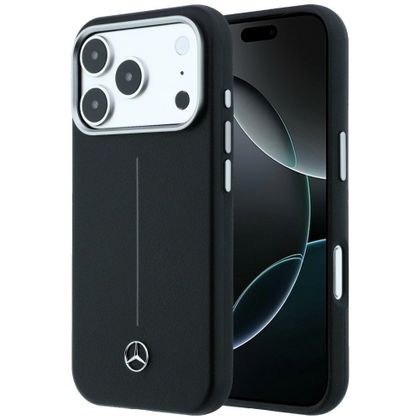 Etui Mercedes Leather Semi Wrap Iconic Line MagSafe do iPhone 17 Pro Max / 18 Pro Max czarny