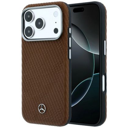 Etui Mercedes Leather Semi Wrap Wood Effect MagSafe do iPhone 17 Pro / 18 Pro camel