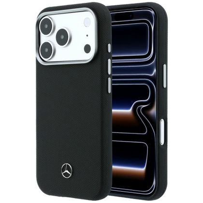 Etui Mercedes Leather Semi Wrap Grill Pattern MagSafe do iPhone 17 Pro / 18 Pro czarny