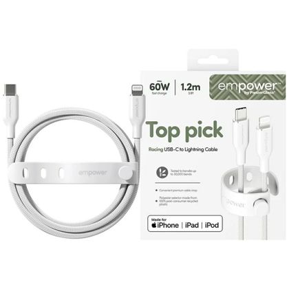 Kabel empower by PanzerGlass Racing 60W USB-C do Lightning 1.2m srebrno-biały