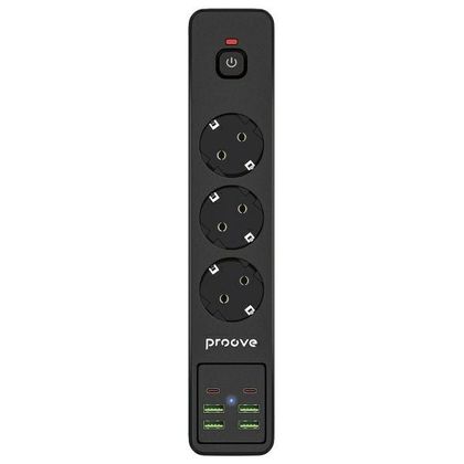 Proove Listwa zasilająca 2m 2500W Power Socket P-03 (3xAC + 4xUSB + 2xType-C) czarny/black