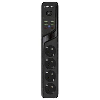 Proove Listwa zasilająca 2m 2500W Power Socket P-04 (4xAC + 4xUSB + 2xType-C) czarny/black