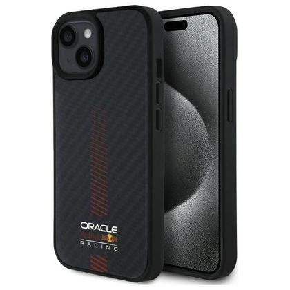Red Bull RBHMP15S24CFGSMK iPhone 15 6.1" hardcase czarny/black Carbon Fiber Power Bar MagSafe
