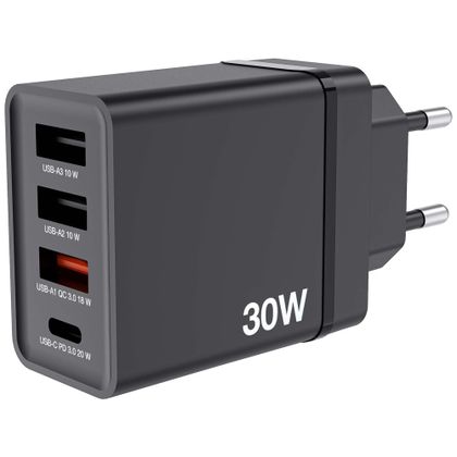 Verbatim Ładowarka sieciowa 30W 3xUSB-A/USB-C PD 3.0 CHR-30EU2 czarny/black 49700