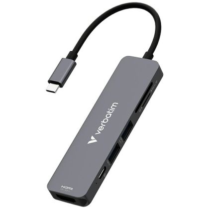 Adapter Hub Verbatim USB-C/HDMI/USB-A 3.2/USB-A 2.0/SD/microSD aluminiowy 32156