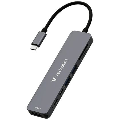 Adapter Hub Verbatim HDMI/USB-C 3.2/USB-C/2xUSB-A 3.2/SD/microSD aluminiowy 32158