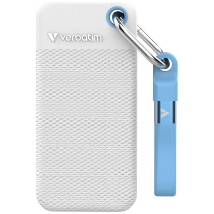 Dysk Zewnętrzny Verbatim Pocket SSD 1TB USB-C 3.2 gen.2 biały-jasnoniebieski 32320