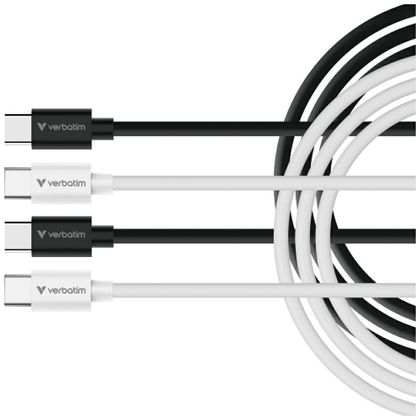 Kable Verbatim Sync & Charge USC-C do C essentials 60W czarny / biały 2szt. 32391