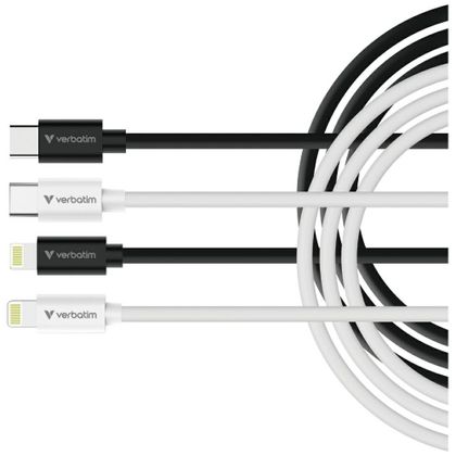 Kable Verbatim Sync & Charge USC-C do Lightning essentials 27W czarny / biały 2szt. 32392