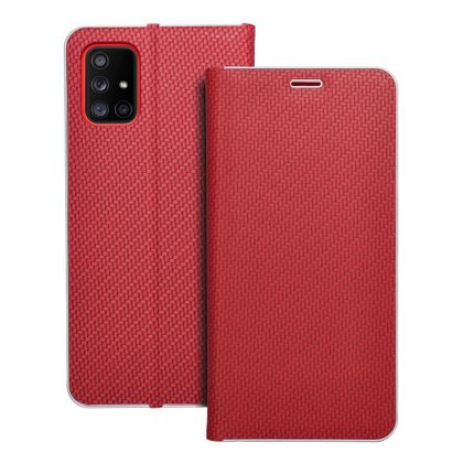 Etui z klapką na Samsung A71 Luna Book Carbon czerwone
