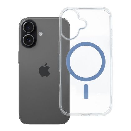 Etui na iPhone 17 Drop Glue Colorful Ring Mag Cover zgodne z MagSafe jasnoniebieskie