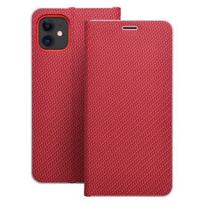 Etui z klapką na iPhone 11 Luna Book Carbon czerwone
