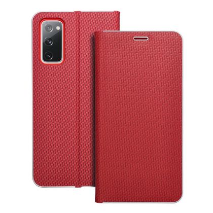 Etui z klapką na Samsung S20 FE / S20 FE 5G Luna Book Carbon czerwone