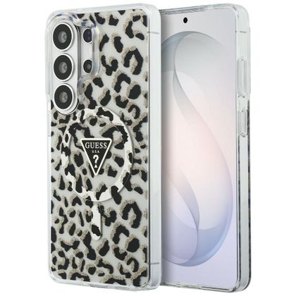 GUESS futerał do SAMSUNG S26 Ultra GUHMS26LHLEGTGLK (Magnetic IML Leopard Print Triangle) czarny