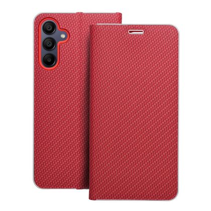 Etui z klapką na Samsung A15 4G / A15 5G Luna Book Carbon czerwone