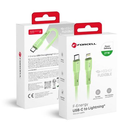 Kabel USB-C do Lightning Forcell F-Energy PD 3A 27W Silicone 1 m C346 zielony