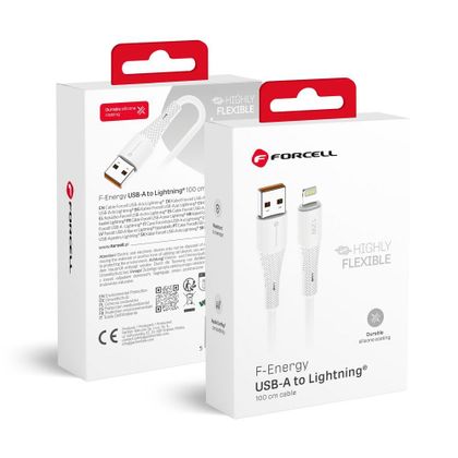 Kabel USB-A do Lightning Forcell F-Energy 2,4A 12W Silicone 1 m C343 biały