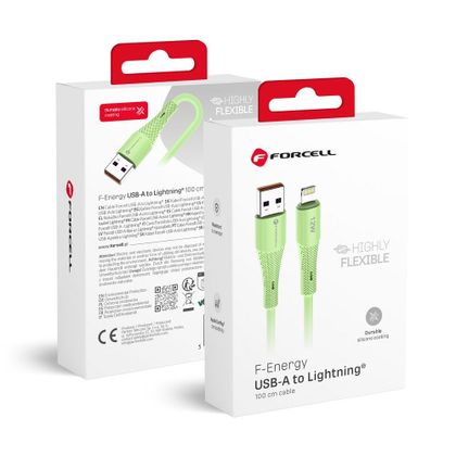 Kabel USB-A do Lightning Forcell F-Energy 2,4A 12W Silicone 1 m C343 zielony