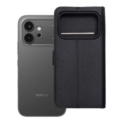 Etui z klapką na Honor 600 4Card RFID antykradzieżowe tech fabric czarne