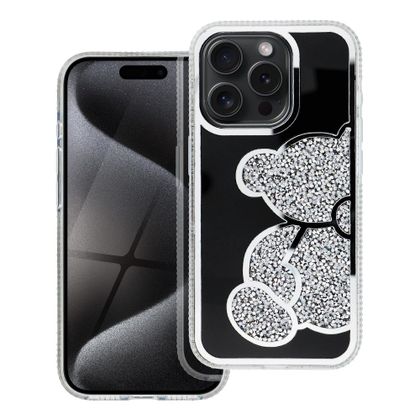 Etui na iPhone 15 Teddy Bear srebrne