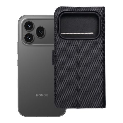 Etui z klapką na Honor 600 PRO 4Card RFID antykradzieżowe tech fabric czarne