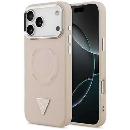 GUESS futerał do IPHONE 17 Pro Max kompatybilny z MagSafe GUHMP17XPSDTSCMP (PU W/ Triangle Logo) różowy