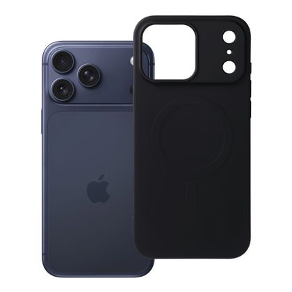 Etui na iPhone 17 Pro Max / 18 Pro Max (low camera edge) Silicone Mag Cover zgodne z MagSafe (big hole) czarne