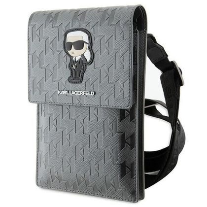 Etui na telefon torebka Karl Lagerfeld (Saffiano Mono Ikonik) srebrne