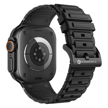 Pasek do Apple Watch Forcell F-Design FA06 dziurki silikon 42 / 44 / 45 / 49 mm czarny