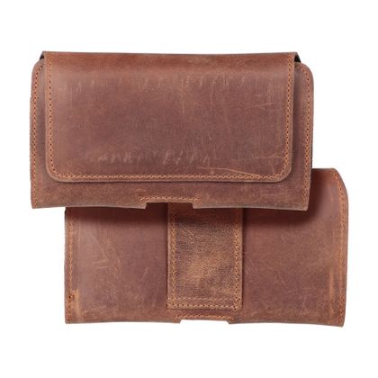 Etui na telefon skórzane na pasek poziome do iPhone 12 MINI / 13 MINI / Samsung A40 / S8 / Xiaomi 12 / Redmi 5A Royal Crazy Horse rozmiar M brązowe