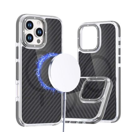 Etui na iPhone 17 Pro / 18 Pro (low camera edge) Fiber zgodne z MagSafe szare