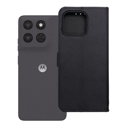 Etui z klapką na Motorola G37 4Card RFID antykradzieżowe tech fabric czarne
