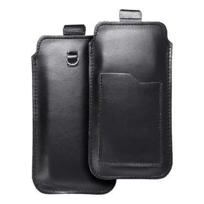 Etui wsuwane na telefon skórzane wsuwka z pull-up do iPhone 11 / 12 / 13 / Samsung S7 EDGE Royal rozmiar XL czarne