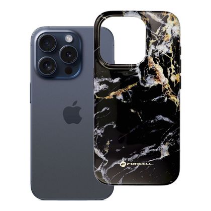 Etui na iPhone 15 PRO Forcell F-Protect Mirage zgodne z MagSafe Military Drop-Test black marble