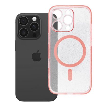 Etui na iPhone 16 PRO Clear Mag Cover - Glitter (Str / Camera Protection) zgodne z MagSafe różowe glitter