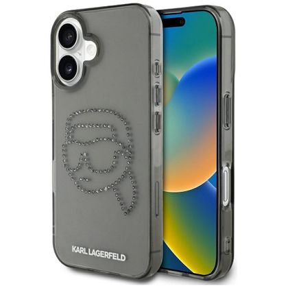 KARL LAGERFELD futerał do IPHONE 16 Pro KLHCP16LHKHDCELK (IML Rhinestones S K Head) czarny