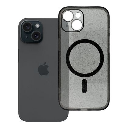 Etui na iPhone 15 Clear Mag Cover - Glitter (Str / Camera Protection) zgodne z MagSafe czarne glitter