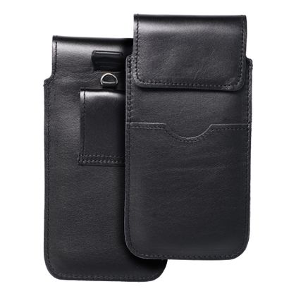 Etui wsuwane na telefon skórzane wsuwka z klapką do iPhone 6 PLUS / Samsung A52 / Xiaomi Redmi NOTE 10 Royal rozmiar 2XL czarne