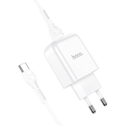 Ładowarka sieciowa do telefonu Hoco USB A 2A 10W + kabel USB A do USB C N2 biała
