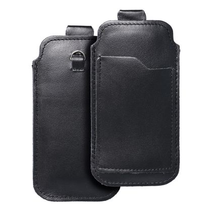 Etui wsuwane na telefon skórzane wsuwka z pull-up do iPhone 5 / Nokia S5610 / Lumia 230 Royal rozmiar M czarne