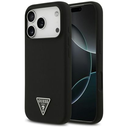 GUESS futerał do IPHONE 17 Pro Max kompatybilny z MagSafe GUHMP17XSCTRLMK (Silicone W/ Triangle Logo) czarny
