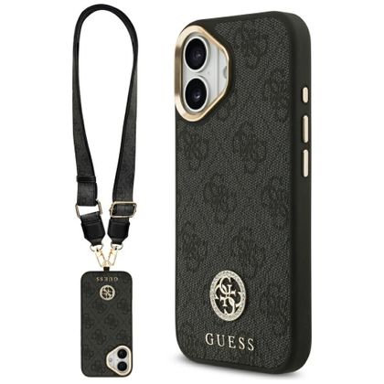 GUESS futerał do IPHONE 17 kompatybilny z MagSafe GUHMP17SP4G4DCSK (PU W/ Strass Logo & Big Strap Metal Buttons) czarny